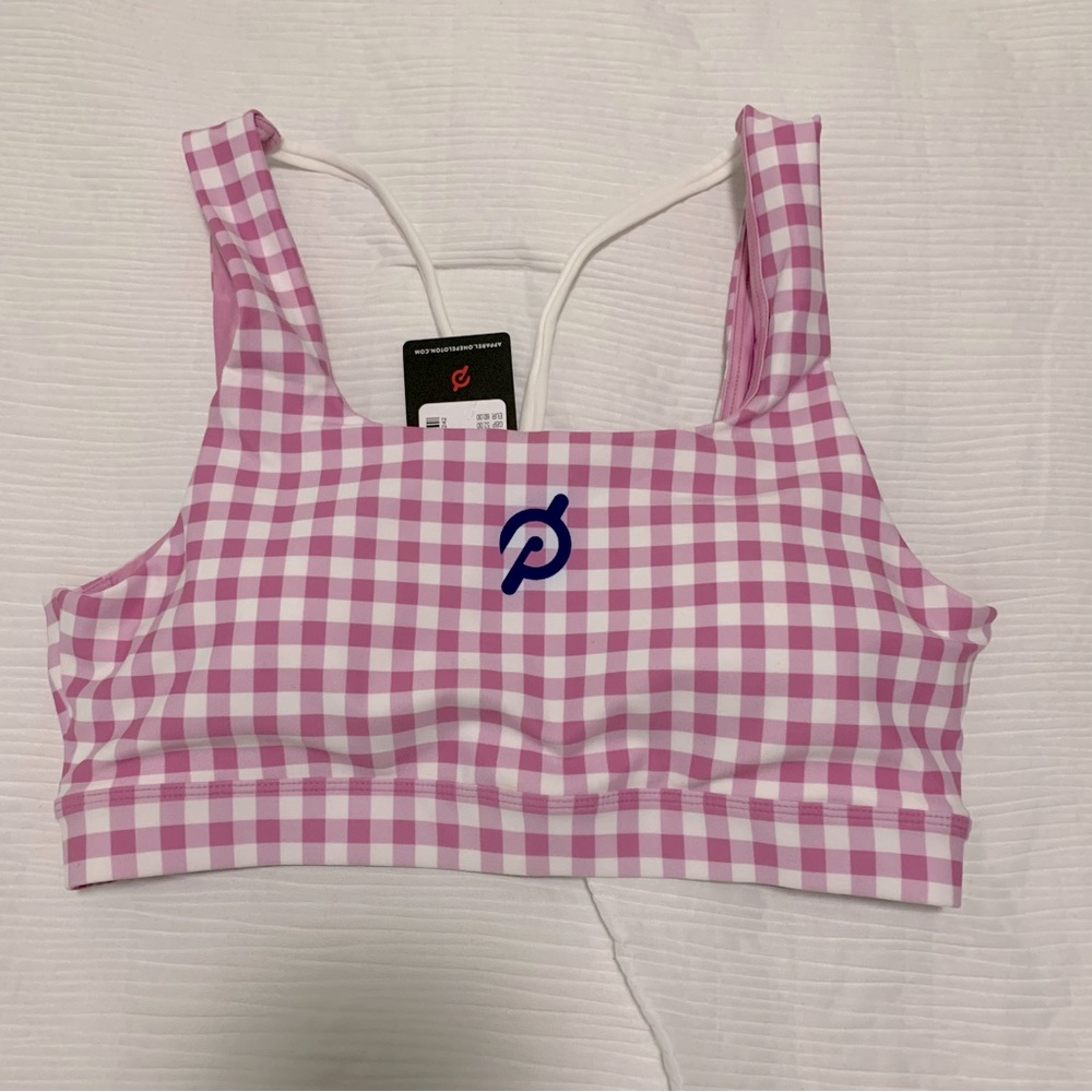 Peloton Pink Gingham Sports Bra